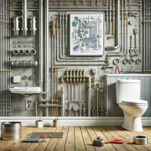 plumbing pipes in bathroom